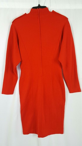 Vintage Outlander Damenkleid rot Wollmischung goldene Schulterklappen goldene Knöpfe klein - Bild 8 von 12