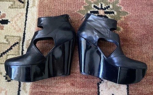 Robert Clergerie Bejart Black Leather Platform Ankle Boots Shoes Sz 6 - Barneys - Picture 8 of 12