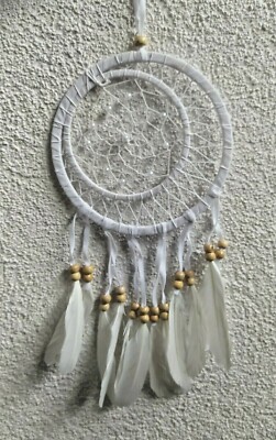 Traumfänger Wandbehand Dekoration native amerika weiß 17x35cm