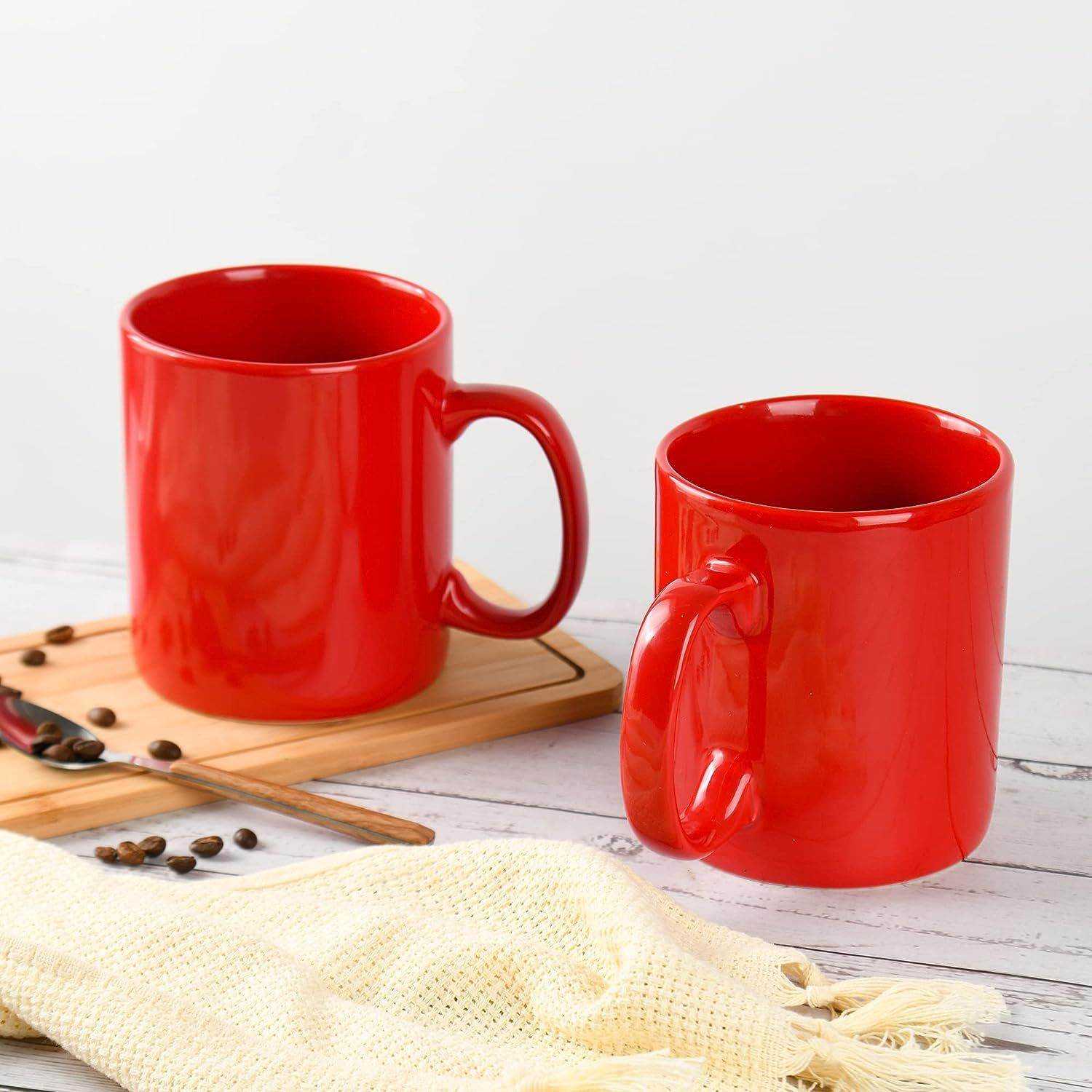 BYCNZB 30oz Super Large Ceramic Coffee Mugs Handles Set of 2 (Red) Red ...