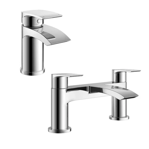 Nes Home Waterfall Basin Mono & Bath Filler Mixer Tap Chrome