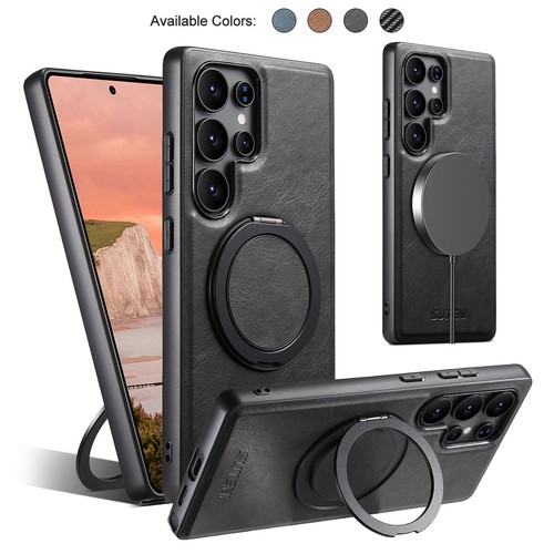 For Samsung S25 Ultra S24 S23 S22 Magnetic Leather Case MagSafe 360° Stand Cover - Picture 10 of 28