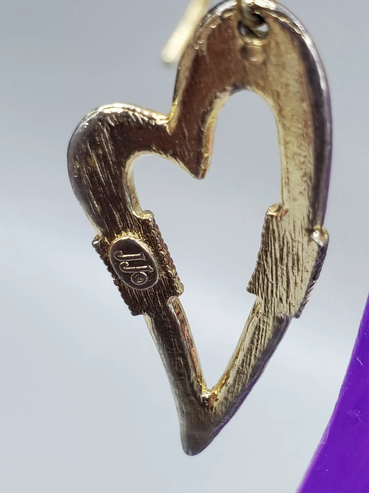 Vintage Brass & Copper Heart Earrings Set, Makers Mark Is John Johnson - Image 2 of 3