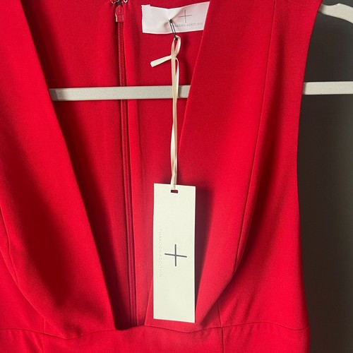 NWT Thakoon Addition Open Front Red Deep Scoop Neck Fit Flare Mini Dress Size 4 - Picture 7 of 9