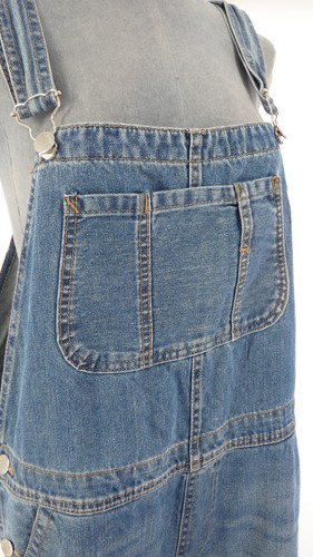 Topshop Overall Dungaree Ripped Blue Denim Jeans Pockets Retro Y2K UK 16 - Picture 10 of 16