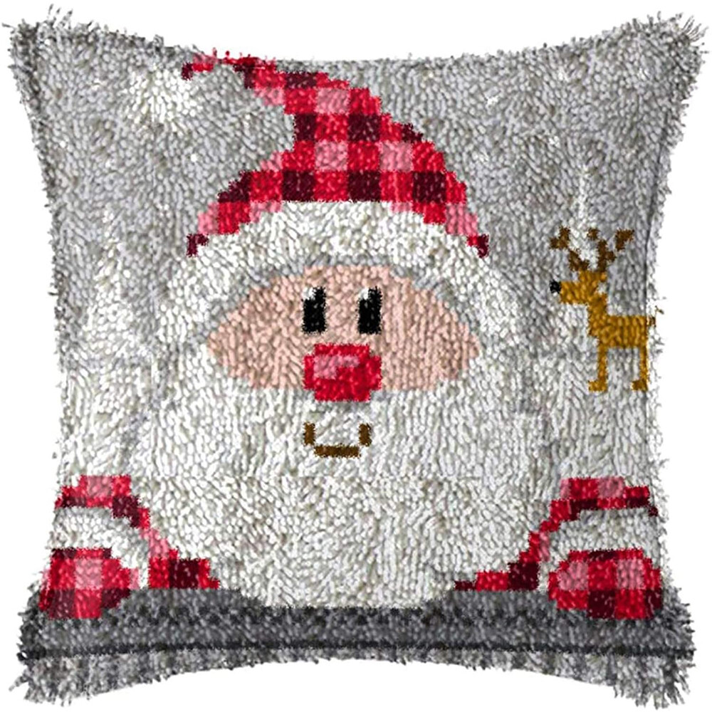 DIY Latch Hooking Rug Kit Christmas Embroidery Latch Hook Cushion Pillow Cover^
