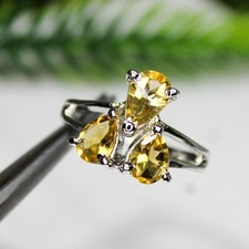 Yellow Citrine Ring,Amazing Yellow Citrine Ring ,Sterling Silver Ring,Size 7