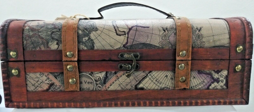 Twine Old World Gift Wooden Wine Box With Lid And Handle Holds 1 Bottle NEW - Picture 3 of 11