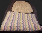 Vintage Handmade Crocheted Blanket  Chevron & Other Pattern 80's Made By Grandma