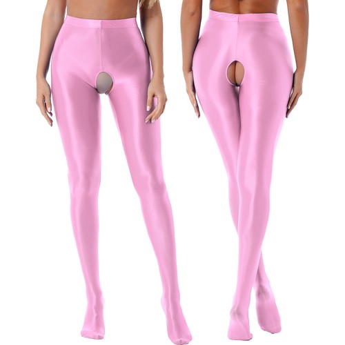 Women's Shiny Glossy High Waist Tights Opaque Pantyhose Yoga Sports Pants - Picture 115 of 145