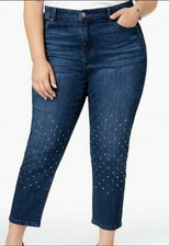 Celebrity Pink Studded Straight Crop Jeans Dark Wash Women's Plus Size 18 NEW #8 Celebrity Pink Studded Straight Crop Jeans Dark Wash Women's Plus Size 18 NEW #8
