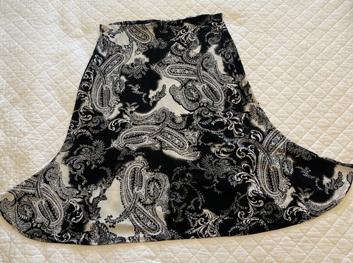 Falda DE COLECCIÓN Para Mujer Susan Lawrence Acampanada Paisley Negra Blanca Talla Pequeña Grande - Imagen 4 de 8