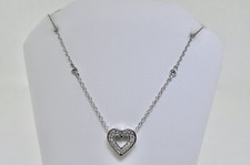 14K White Gold Diamond Heart Pendant Necklace