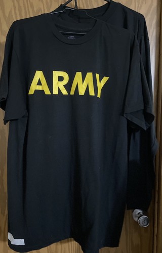 2 LARGE - Men's APFU Long Sleeve Shirt Army Black and Gold PT Fitness Shirt EUC - Picture 2 of 6