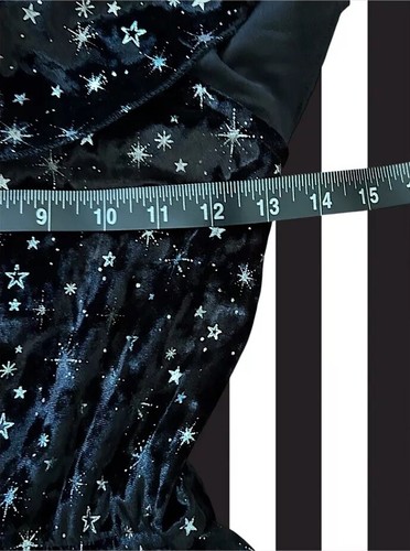 Justice Jumpsuit Girls Black Velvet Silver Stars Ruffle Size M (10) - Picture 9 of 12