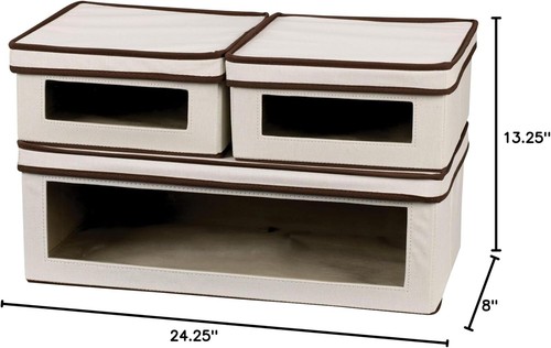 Versatile 3-Bin Vision Storage Boxes with Brown Trim for Elegant Organization - Picture 7 of 7