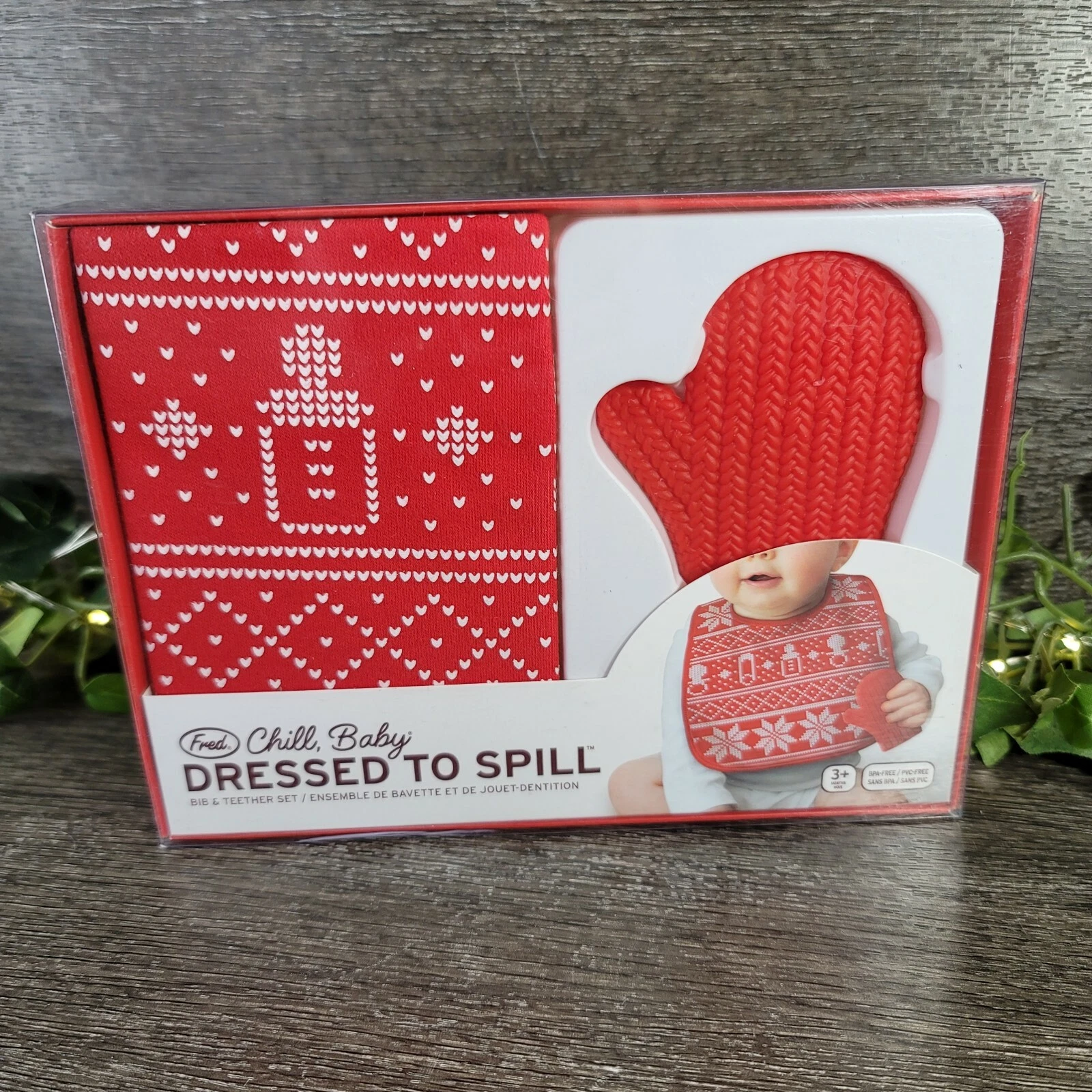 Fred Chill, Baby "Dressed To Spill". Bib & Teether Set. NEW. BPA Free. PVC Free.