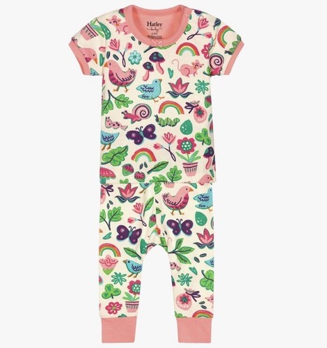Organic Cotton Baby Pajamas Hatley Short Sleeve 2pc Set Spring Garden 3-6 Months - Picture 4 of 4