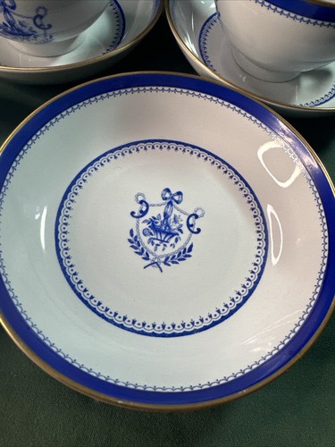 Copeland Spode NEWBURYPORT BLUE Teacup & Saucer, England Mint Vintage 3cup 5sauc - Picture 7 of 11