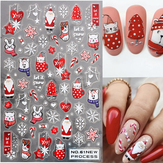 Nail Art Stickers Water Decals Transfers White Christmas Xmas Holiday Snow Nail Art Stickers Water Decals Transfers White Christmas Xmas Holiday Snow