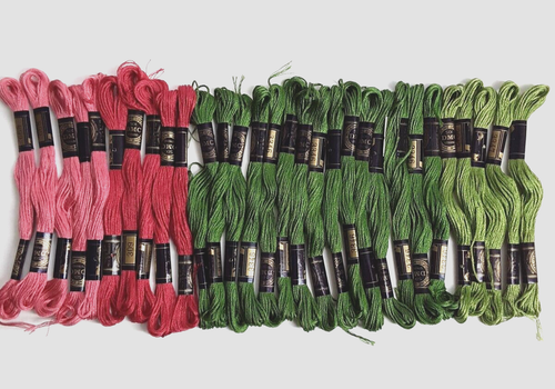 30 Needlepoint/Embroidery THREAD DMC Rose Pink 899, Mauve 309, Green 3346, 3347 - Picture 4 of 8