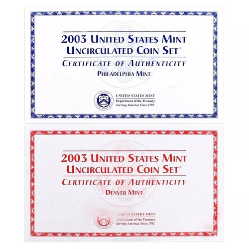 2003 P&D Mint Set Brilliant Uncirculated US with Envelopes & COAs (20 Coin Set) - Picture 4 of 6