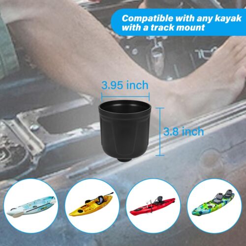 Kayak Cup Holder Track Mount Multifunctional Bottle & Phone Holder Black - Picture 2 of 8
