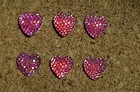 Set of 6 blingy, HOT PINK AB heart-shaped,bulletin board pushpins, thumbtacks