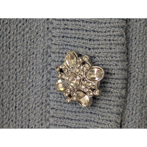 St. John Evening by Marie Gray Cardigan Rhinestone Buttons Size 10 Light Blue - Picture 6 of 9