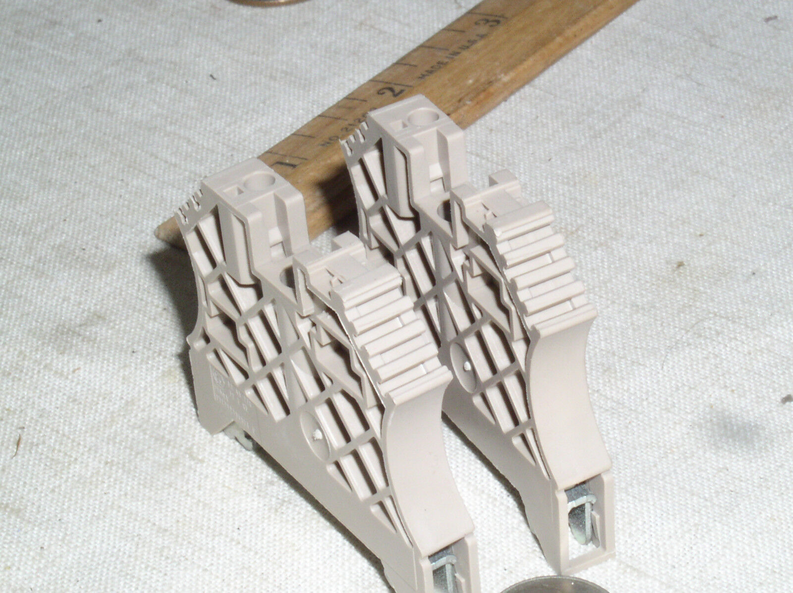 2 WEIDMULLER WEW 35/2 1061200000 BEIGE TAN DIN RAIL SECURE END STOP BRACKET USA eBay