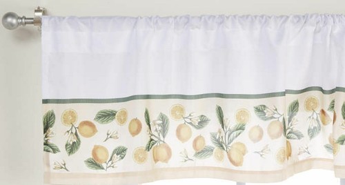 3 pc. Curtains Set: 2 Tiers (28.5"x 36") & Valance (58"x 13") FRUITS, LEMONS, LC - Picture 2 of 14