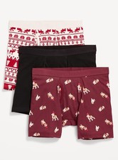 Old Navy Men  s 3-Pack Soft-Washed Boxer Briefs 6  Inseam Xmas Size S M L