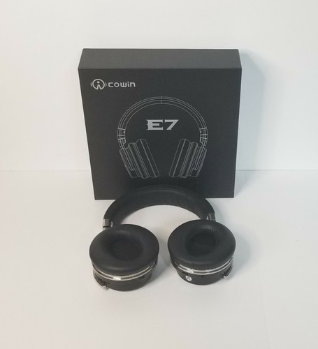 COWIN E7 Wireless Bluetooth Headphones Black sleek earpads silver music listen - Picture 9 of 10