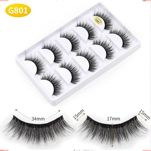 5 Pairs 3D Natural Thick False Fake Eyelashes Eye Lashes Mink Makeup Extension - Picture 3 of 19
