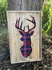 Medium Wood Handmade Stags head Wall Art From Reclaimed Pallet MacPherson tartan
