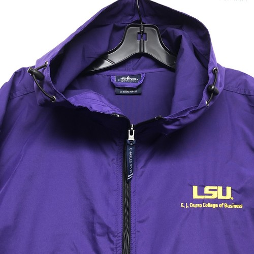 Charles River Apparel LSU Rain Jacket With Hoodie Size XL Windbreaker Pack N Go - Picture 1 of 10