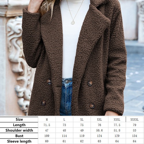 Casual Winter Autumn Fashion Loose Women Coat Overcoat Long Sleeve Plush Travel - Picture 8 of 16