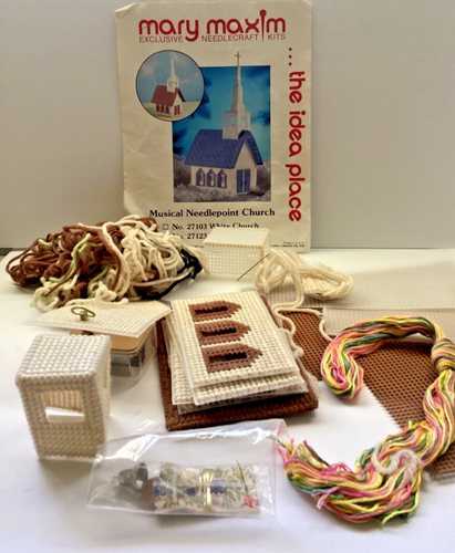 Mary Maxim Exclusive Needlecraft Kit Musical Needlepoint Church 27123 Brown Chur - Picture 8 of 8