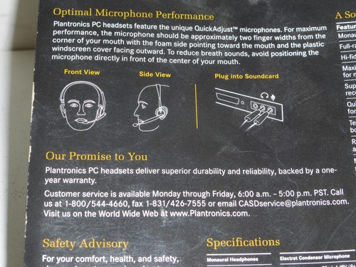 Plantronics SR1 PC Headset Noise Canceling Speech Recognition Microphone Lightwe - Picture 4 of 4