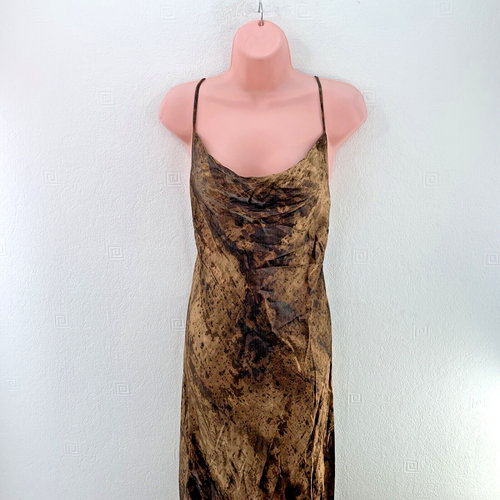 River Island Satin Cami Dress Cross Back Cowl Neck Size UK 8, Brown RRP £60 - Picture 2 of 18