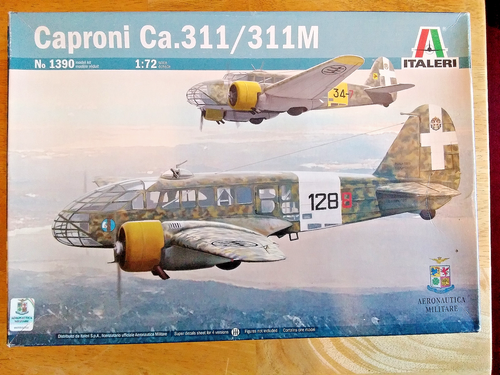 Italeri 1390 1:72 Caproni Ca.311/311M. Box open, bags sealed.
