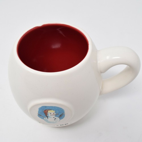 Rae Dunn Imagine Snowman Mug Red Interior New Santa Hat Magenta Holiday Xmas - Picture 3 of 9