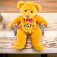 VTG Mary Meyer FLORIDA Bear Plush Stuffed Animal Plush Orange Flamingo 1999 Y2K