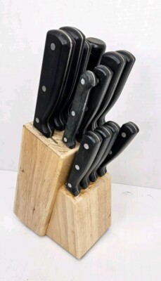 Chefmate Kitchen Knife Set Stainless Steel Set Of 12 In Wood Block