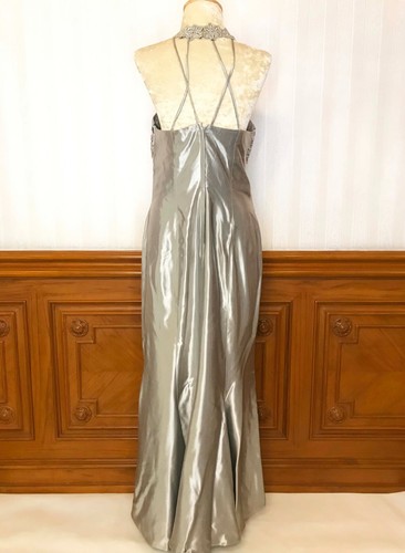 Vintage Alfred Angelo Glitter Lace Prom Party Dress Gown Silver Sz 13/14 USA - Picture 4 of 11