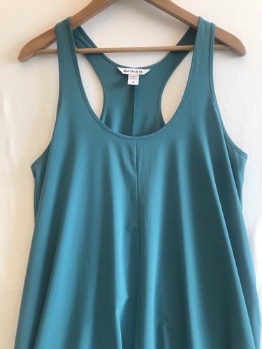 Athleta Presidio Maxi Swing Dress Racerback High-Low Hem Green/Blue Travel M - Picture 3 of 10