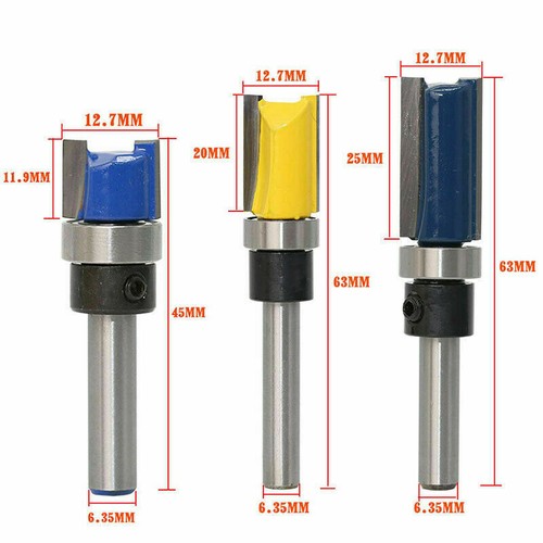 3Pcs 1/4" Shank Flush Trim Router Bits Top Bear Router Bit Woodworking Tool - Bild 11 von 11