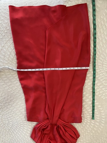 Oscar De La Renta Off The Shoulder Red Dress w/ Waterfall Center Pleat US Size 6 - Picture 9 of 10