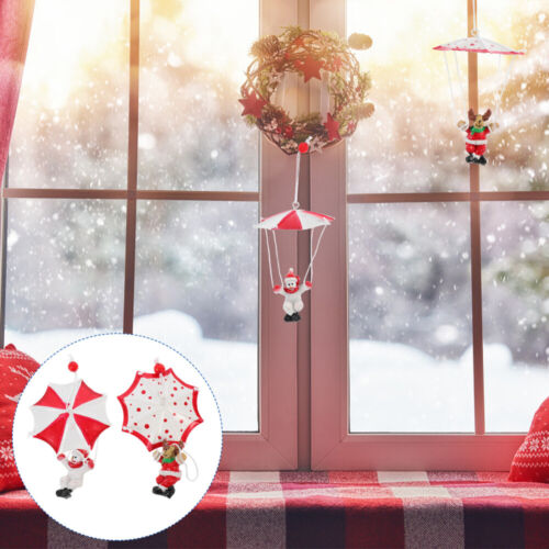  2 pièces arbre de Noël parachute jouet ornements bonhomme de neige décoration wapiti - Photo 1/12