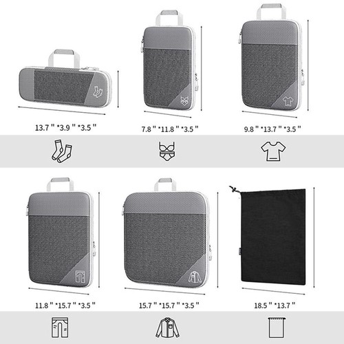 Juego de 5 bolsas de almacenamiento de viaje para ropa equipaje cubo organizador maleta - Imagen 3 de 25